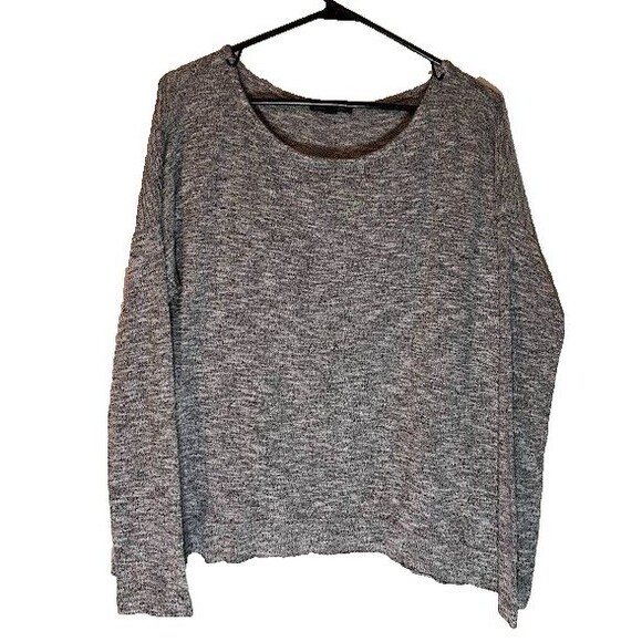 American Eagle Top M Heather Gray Knit Slouchy Long Sleeve Open Back Casual - Picture 1 of 5